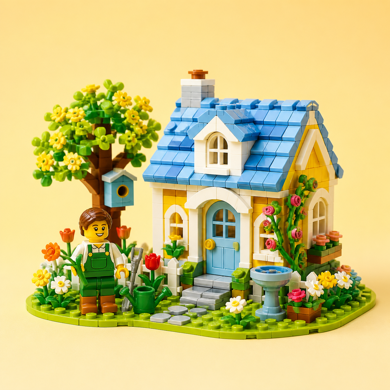 Colourful brick-built garden cottage